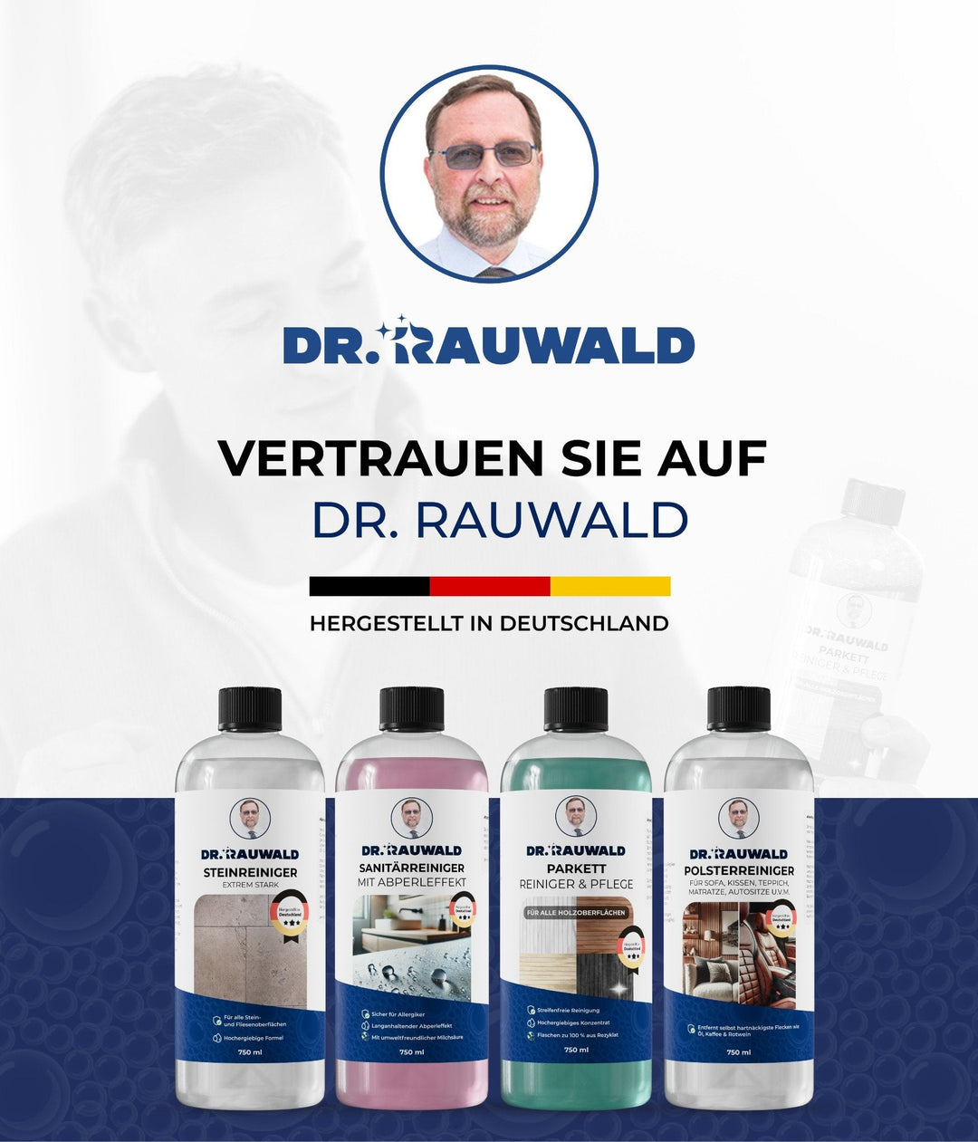 Dr. Rauwald Steinreiniger Konzentrat [750 ml] – Für Naturstein, Fliesen & mehr – Tiefenwirksam, geruchsfrei & umweltfreundlich – Für innen & außen – Made in Germany - Dr. Rauwald - Reinigungsmittel Made in Germany